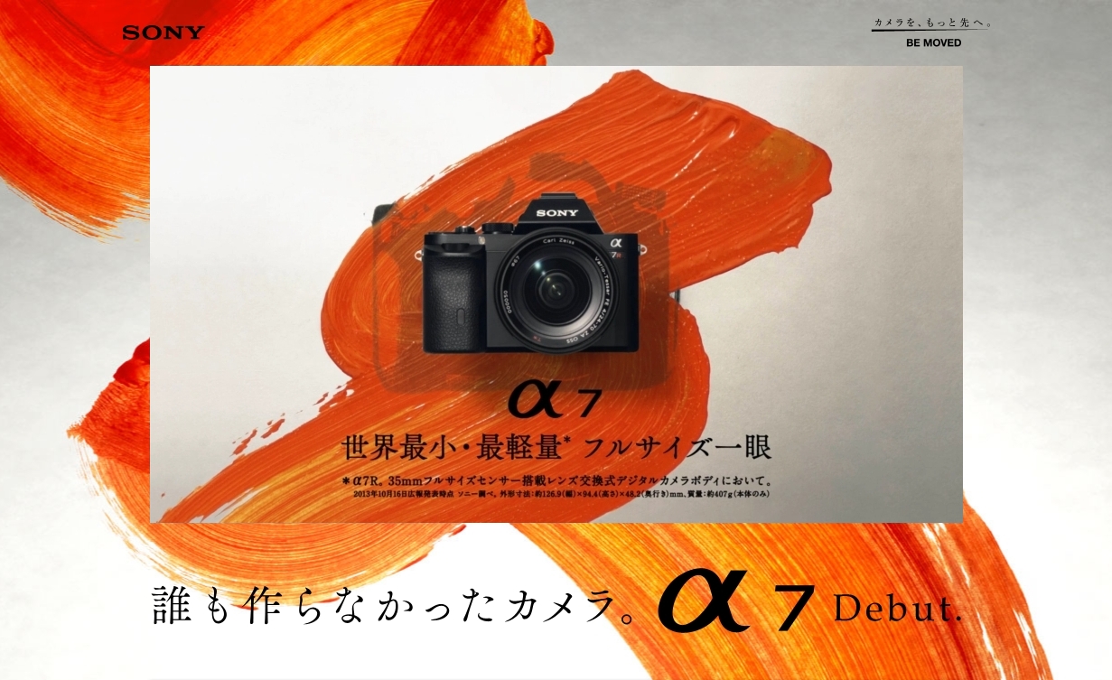 誰も作らなかったカメラ。α7」2013年に登場した世界初フルサイズミラー