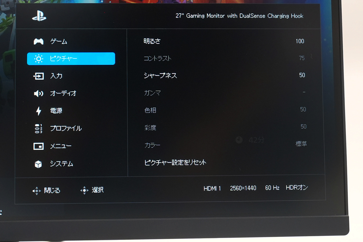 CFI-ZDM1J ピクチャー設定