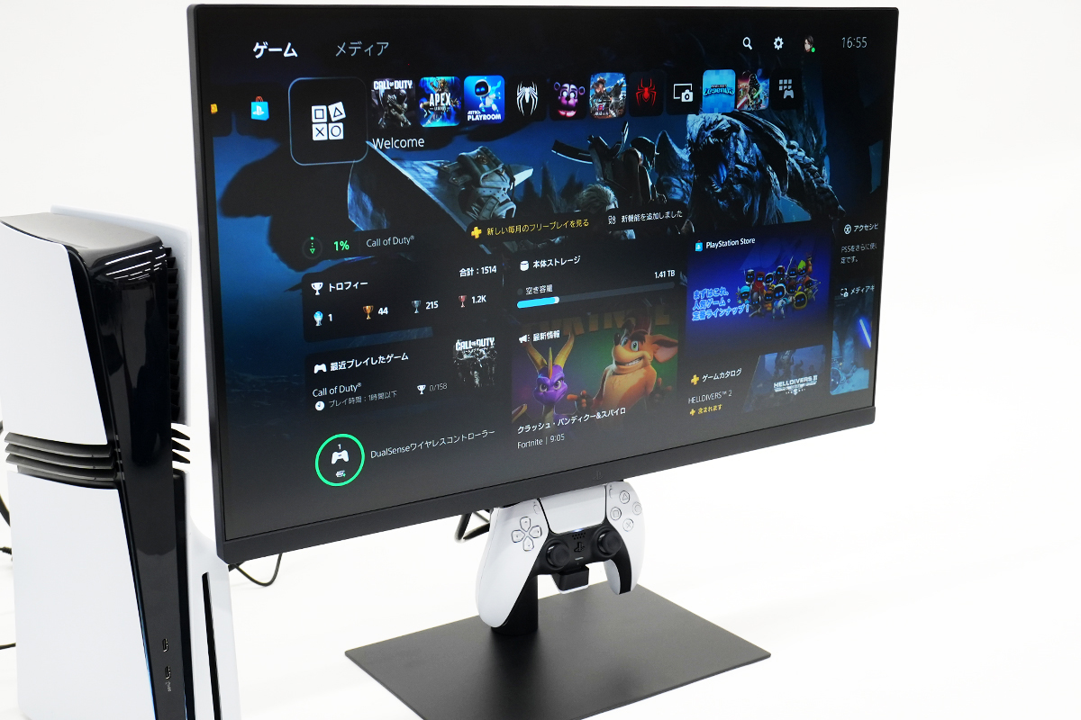 PlayStation公式「27″ゲーミングモニター DualSense 充電フック付き