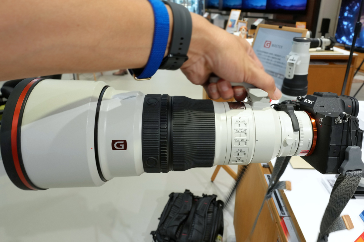 SEL300F28GMにSEL14TCを付けてαに装着したところ