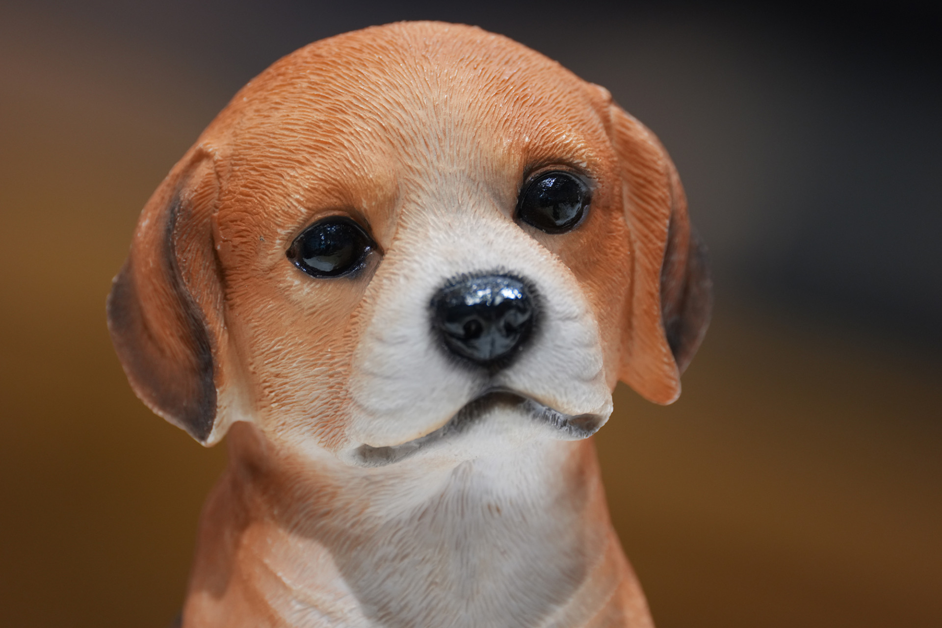 SEL600F63GMで近づいて撮った犬の置物の顔