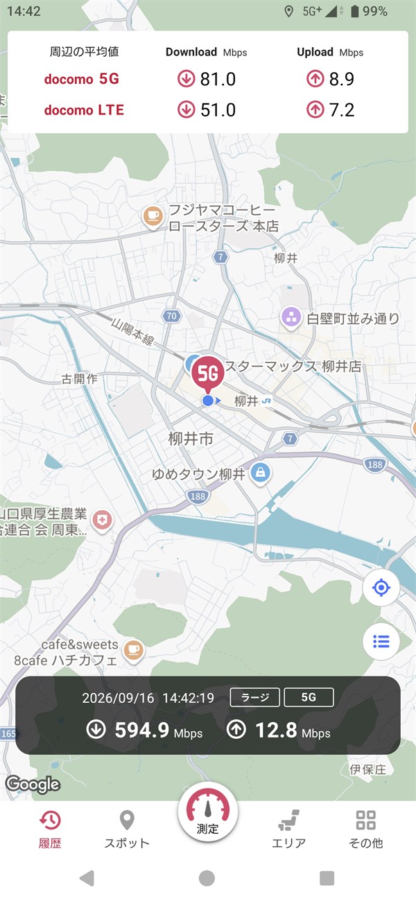 Xperia 1 VIII XQ-GE44 povo 5G SA 測定地点