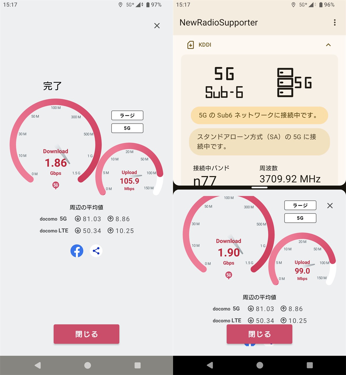 Xperia 1 VIII XQ-GE44 povo 5G SA 1.90Gbps 接続バンドと通信テスト